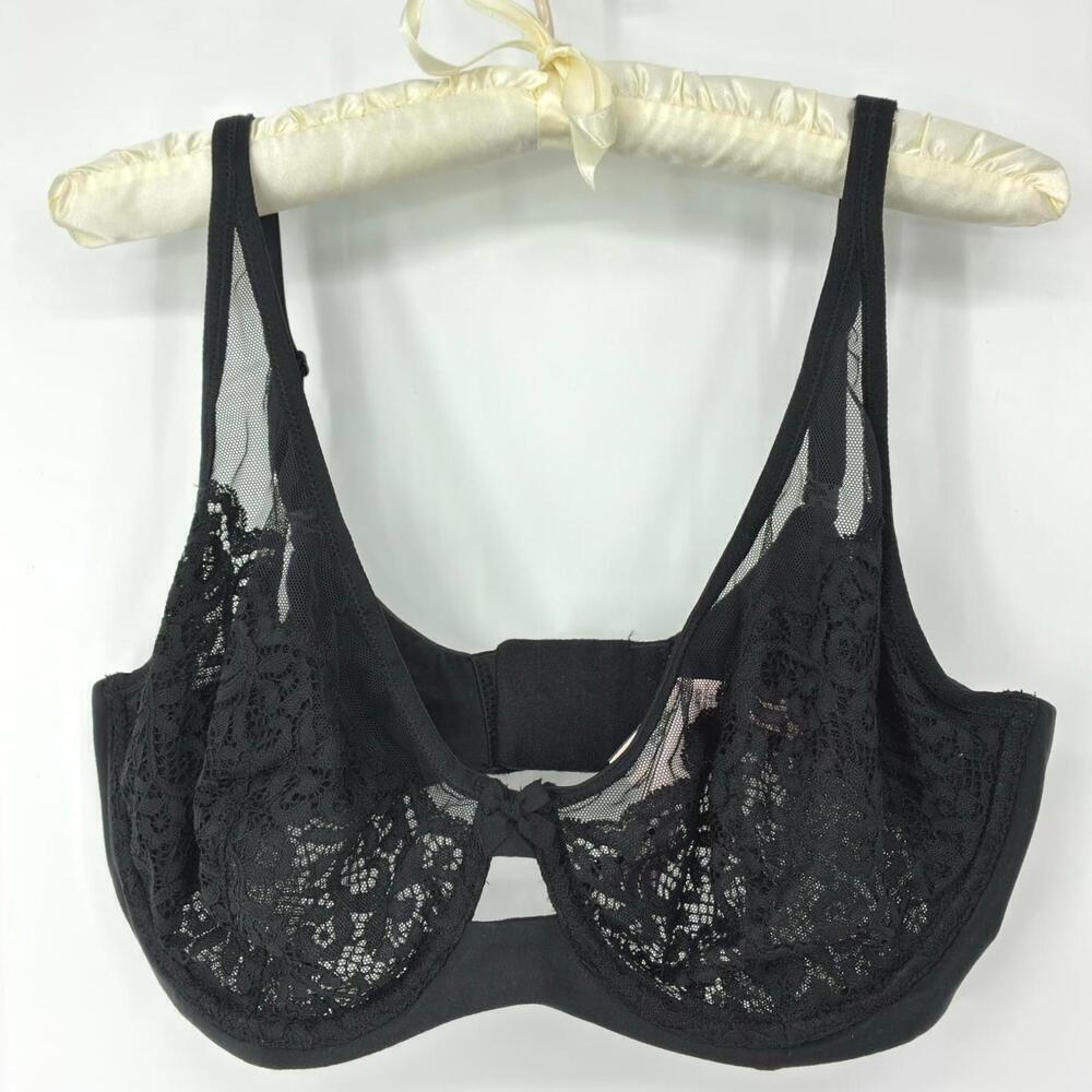 Victoria's Secret Black Unlined Lace Demi Bra with Underwire 38DD/E